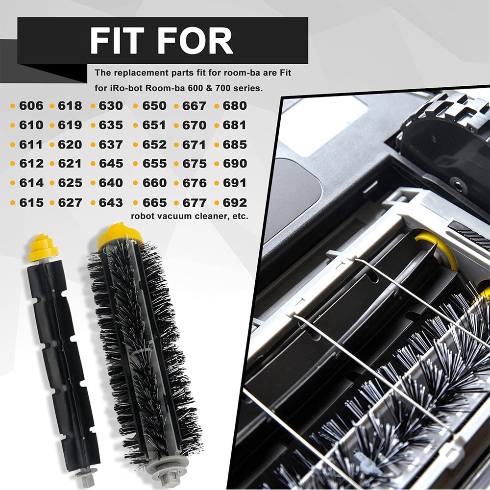 JUNSUNMAY 2 Sets Main Brush for iRobot Roomba 610 / 620 / 630 / 650 / 660 Robot Vacuum Replacement Replacement — product view 5