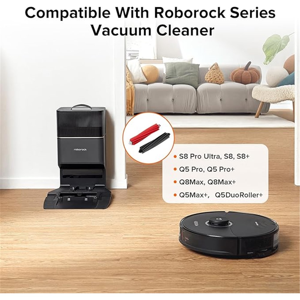 2Pcs Main Brush for Roborock S8 / S8+ / S8 Pro Ultra / Q5 Pro / Q5 Pro+ / Q8 Max / Q8 Max+ Robot Vacuum Cleaner Replacement Roller Brushes — product view 2