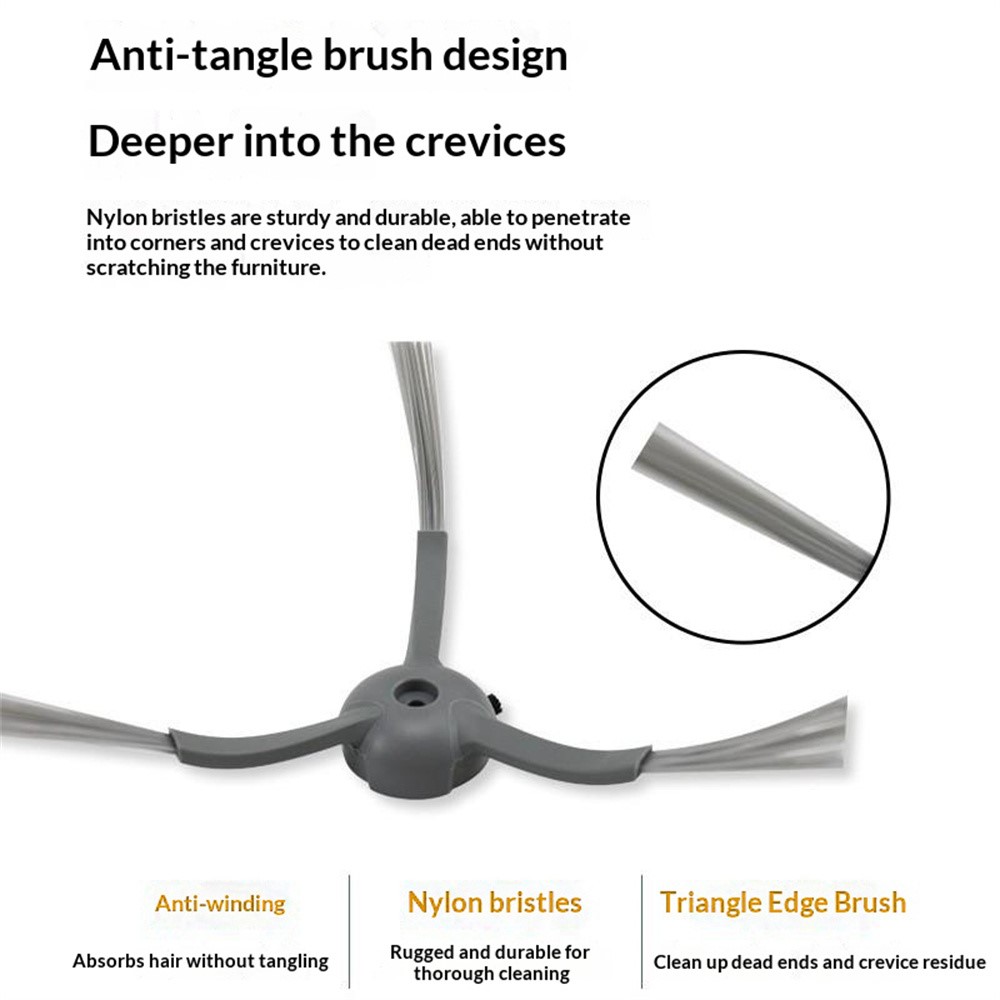 For Eufy Clean L50 Robot Vacuum Side Brush Replacement Parts Triangle Edge Anti-Tangle Nylon Bristles — product view 4