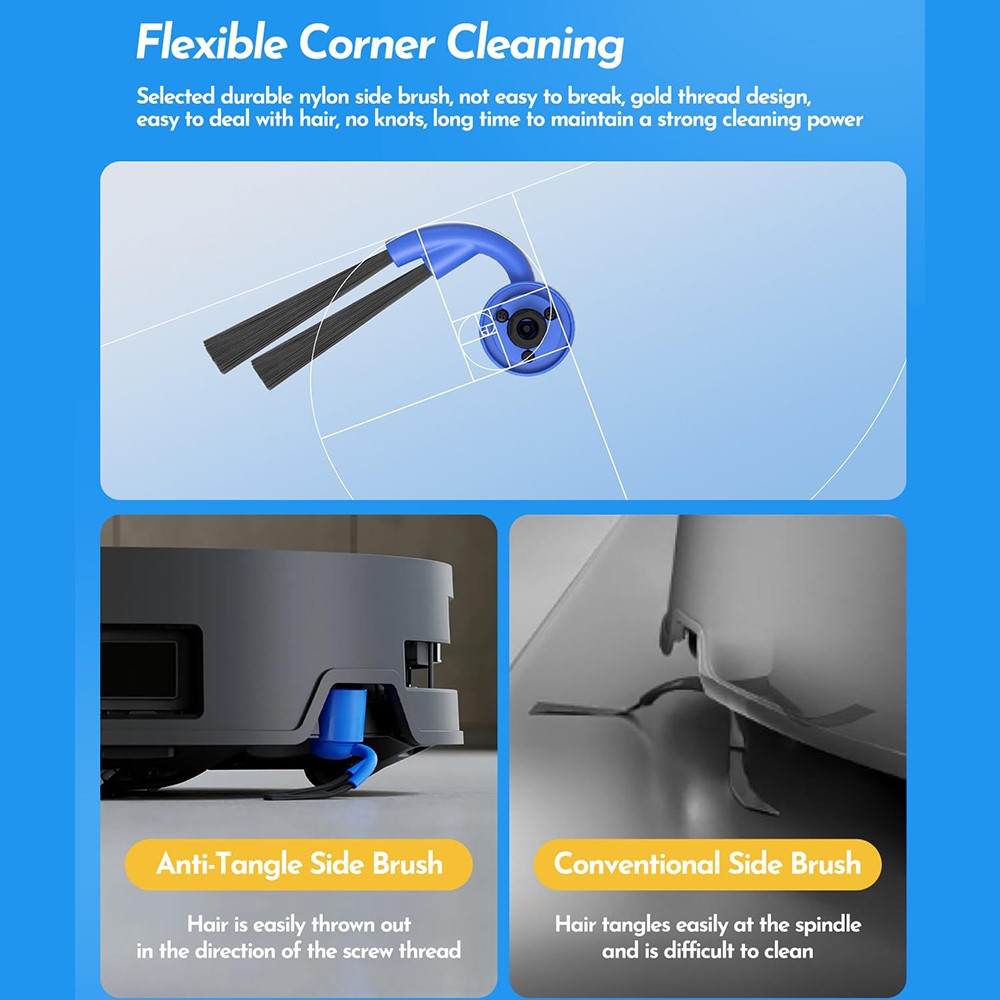 For Ecovacs DEEBOT X9 PRO OMNI / X9 PRO Side Brush Replacement Part Edge Cleaning Deep Corner Reach — product view 4