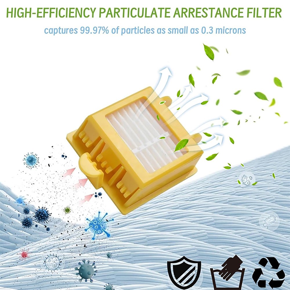 JUNSUNMAY 6Pcs Replacement Filter with Cleaning Brush for iRobot Roomba 700 / 770 / 780 / 790 Robot Vacuum — product view 2