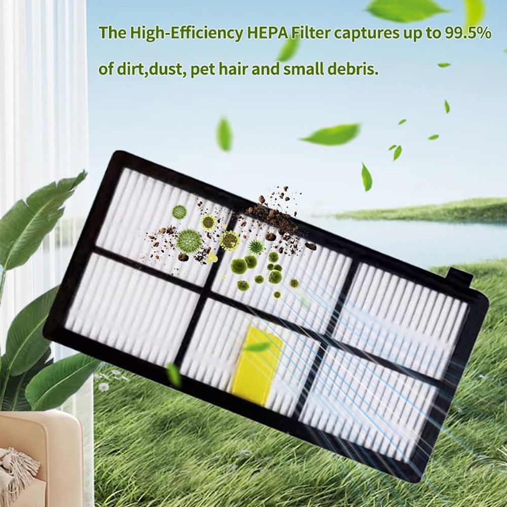 JUNSUNMAY 4Pcs HEPA Filter with Cleaning Brush for iRobot Roomba 860 / 870 / 880 / 960 / 980 Robot Vacuum Replacement Parts — product view 3