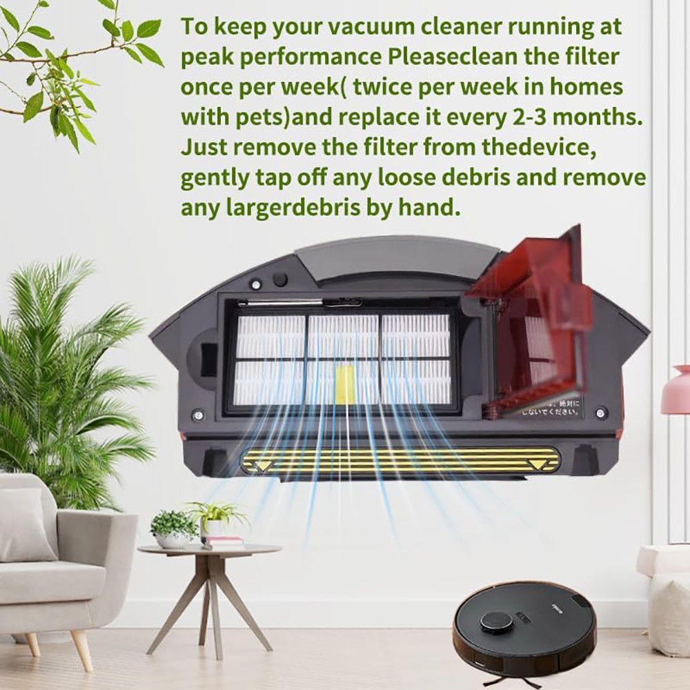 JUNSUNMAY 4Pcs HEPA Filter with Cleaning Brush for iRobot Roomba 860 / 870 / 880 / 960 / 980 Robot Vacuum Replacement Parts — product view 4