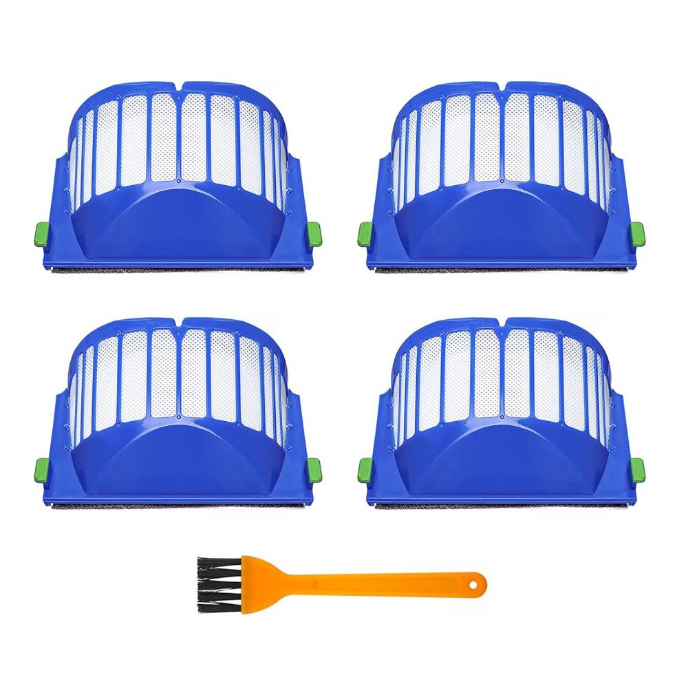 JUNSUNMAY 4Pcs For iRobot Roomba 610 / 620 / 630 / 650 / 660 Robot Vacuum Replacement HEPA Filter with Cleaning Brush — product view 1