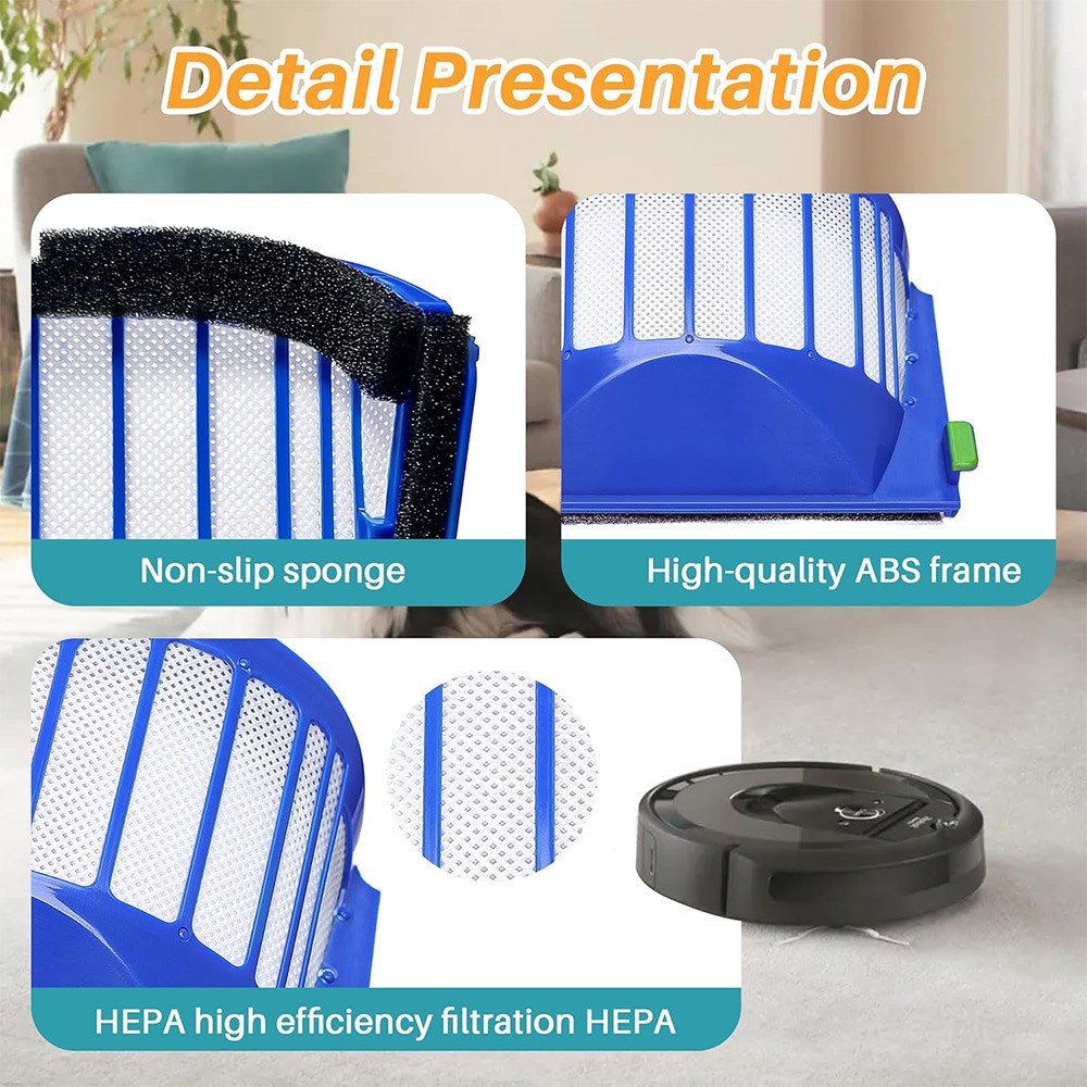 JUNSUNMAY 4Pcs For iRobot Roomba 610 / 620 / 630 / 650 / 660 Robot Vacuum Replacement HEPA Filter with Cleaning Brush — product view 4
