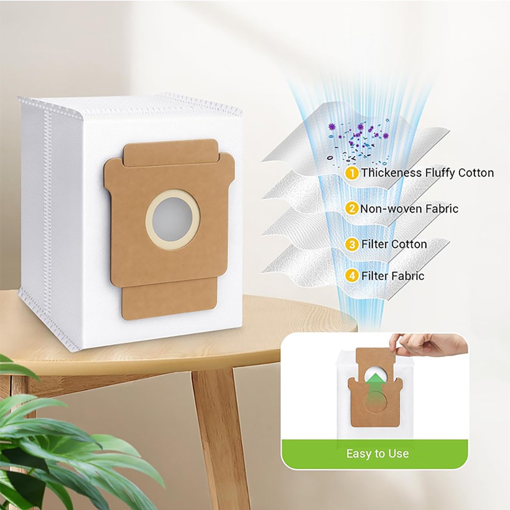 JUNSUNMAY 6Pcs For iRobot Roomba Plus 505 Combo / 405 Combo 2.8L Dust Bags Robot Vacuum Replacement Part — product view 3