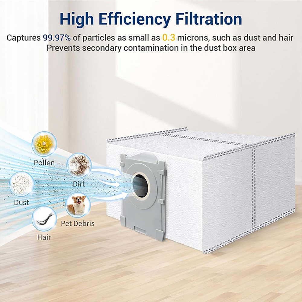 JUNSUNMAY 6Pcs Non-woven Fabric Dust Bags for Ecovacs Deebot T50 Pro / T50 Max / T50 Omni / T50 Pro Omni Robot Vacuum — product view 2