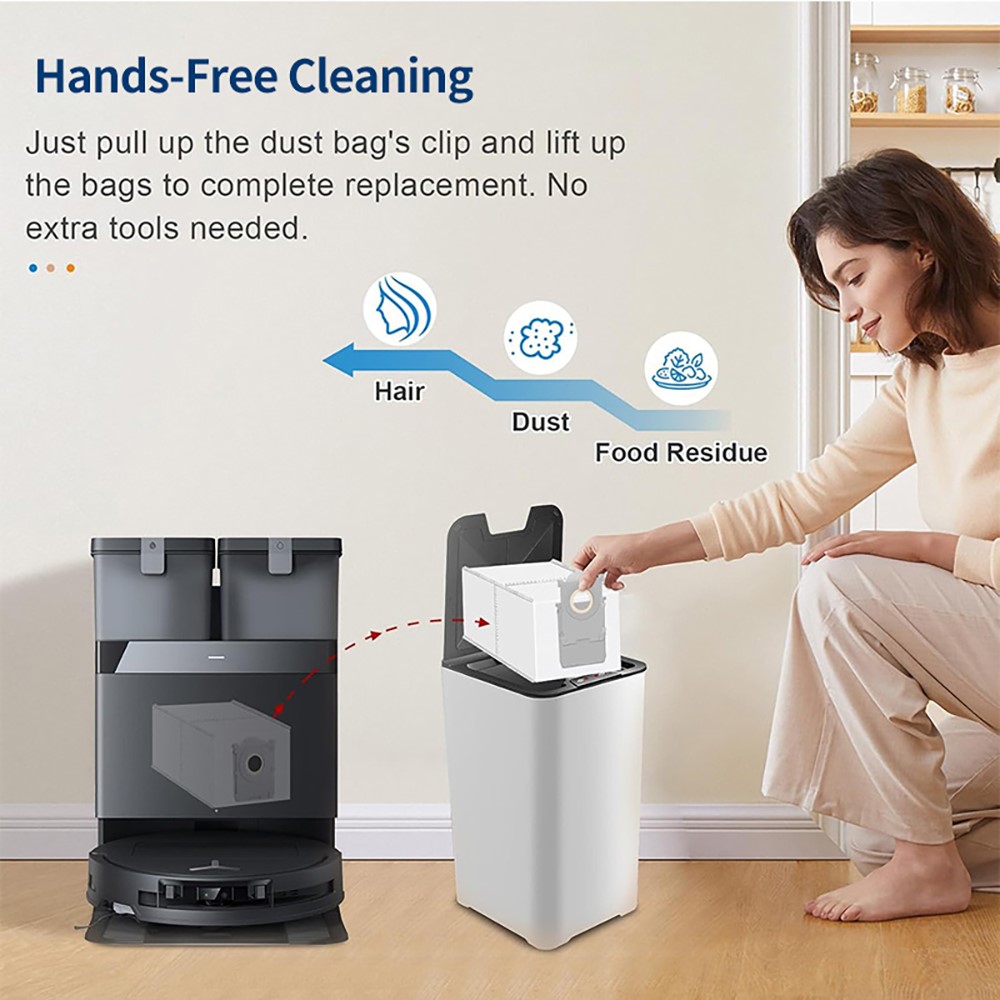JUNSUNMAY 6Pcs Non-woven Fabric Dust Bags for Ecovacs Deebot T50 Pro / T50 Max / T50 Omni / T50 Pro Omni Robot Vacuum — product view 5