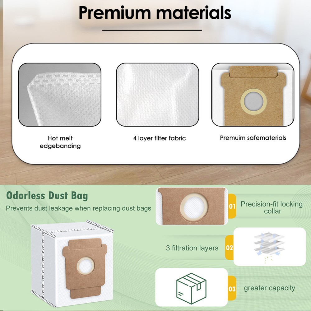 1Pc Dust Bag for iRobot Roomba 105 Combo / 205 Dustcompactor / Plus 405 Combo / Plus 505 Combo Non Woven Fabric Vacuum Cleaner Replacement — product view 8