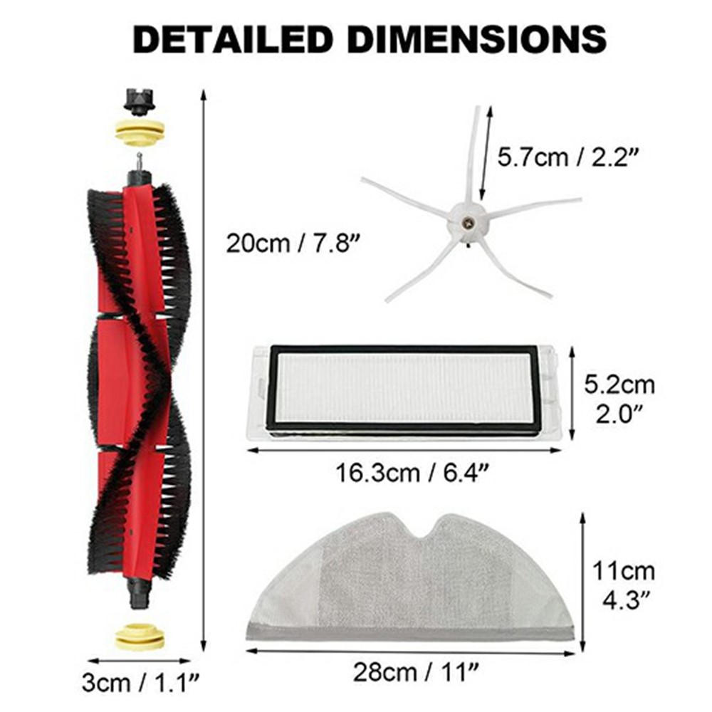 12Pcs / Set Main Brush HEPA Filter Mop Pad Kit for Roborock E4 / E5 / S5 / S5 Max / S52 / S55 / S6 / S6 Pure — product view 9