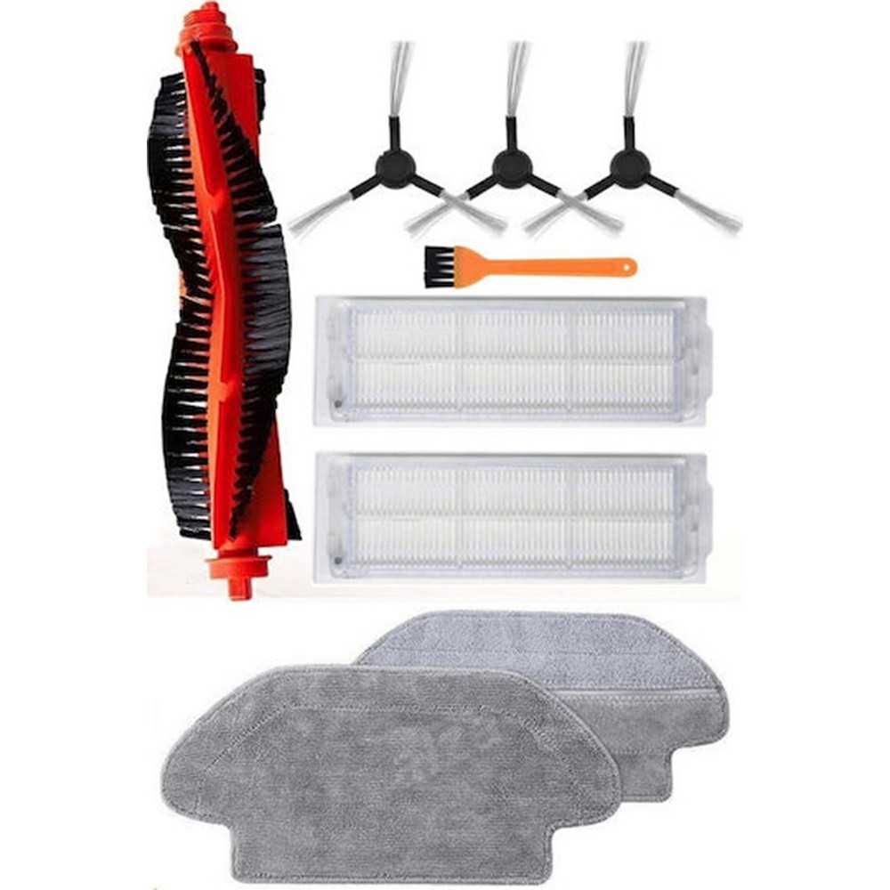 9Pcs / Set For Xiaomi Mijia Robot Vacuum Mop P (SKV4109GL / SKV4110GL / STYTJ02YM) / Viomi V2 Pro (V-RVCLM21B) Main Brush HEPA Filter Mop Cloth and Cleaning Brush Kit - Black — product view 1