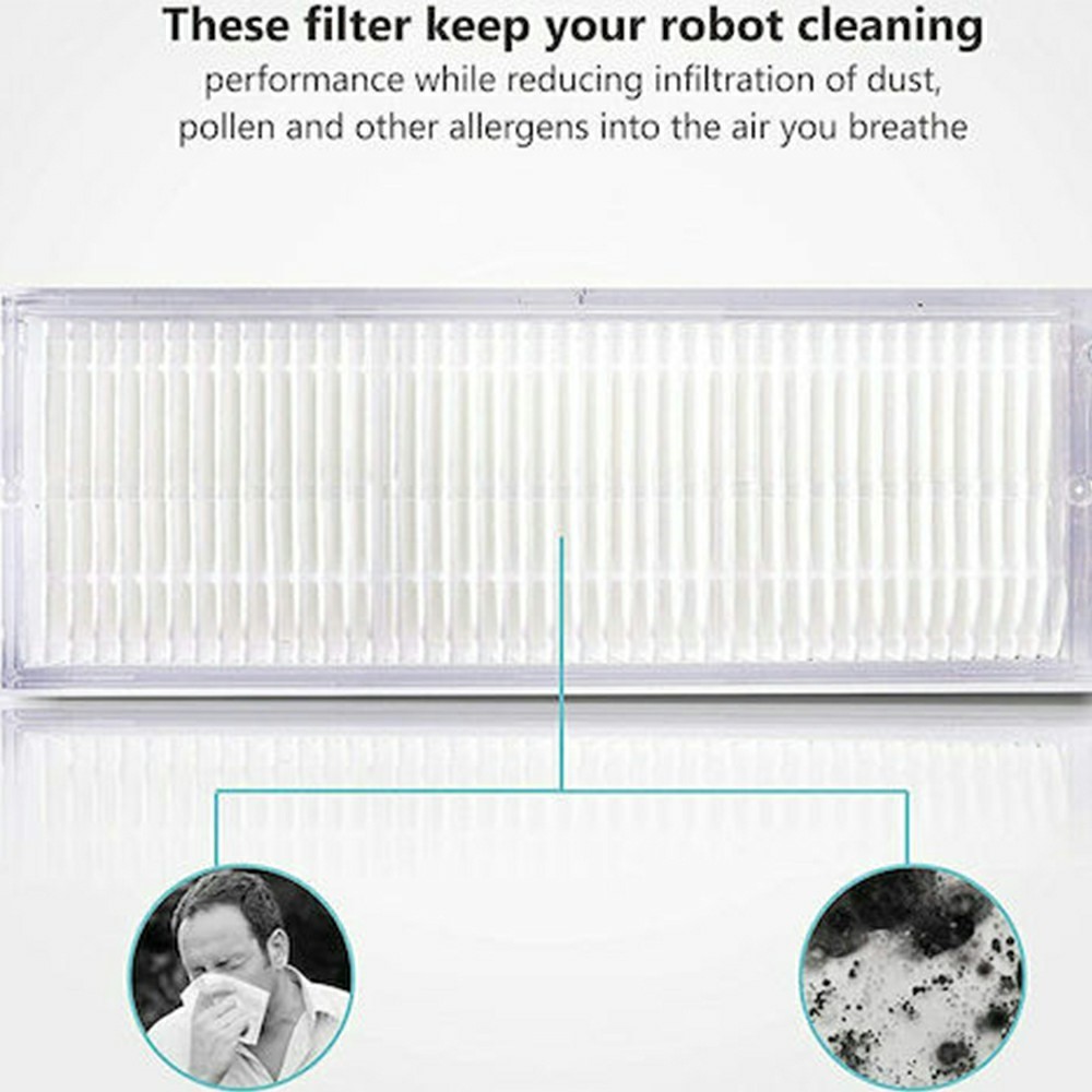9Pcs / Set For Xiaomi Mijia Robot Vacuum Mop P (SKV4109GL / SKV4110GL / STYTJ02YM) / Viomi V2 Pro (V-RVCLM21B) Main Brush HEPA Filter Mop Cloth and Cleaning Brush Kit - White — product view 6