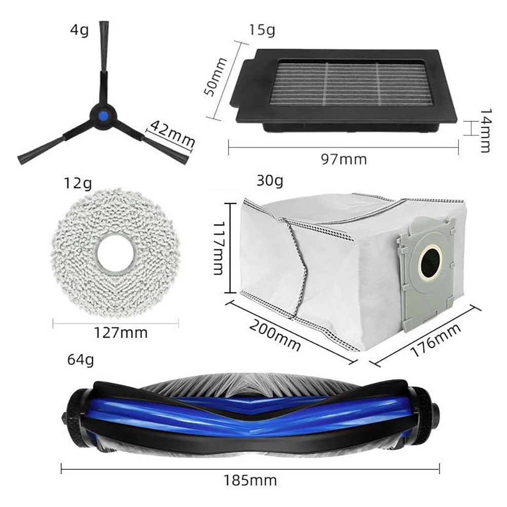 JUNSUNMAY 16Pcs / Set Replacement Parts Kit for Ecovacs Deebot T50 Pro / T50 Max / T50 Omni / T50 Pro Omni with Main Brush HEPA Filter Mop Pad Dust Bag — product view 7