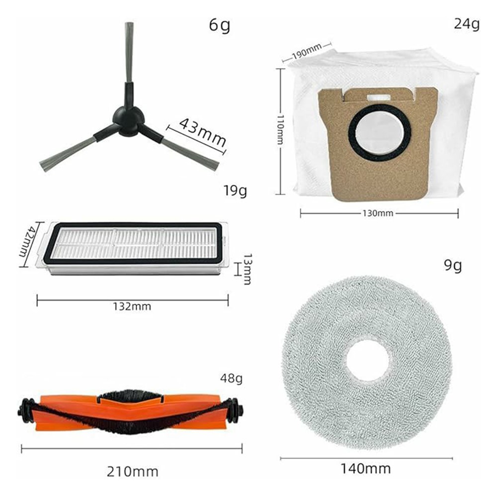 9Pcs / Set For Xiaomi Robot Vacuum X20 Pro / X20 Max Replacement Parts Kit with Main Brush Side Brush Filter Mop Cloth Dust Bag — product view 10
