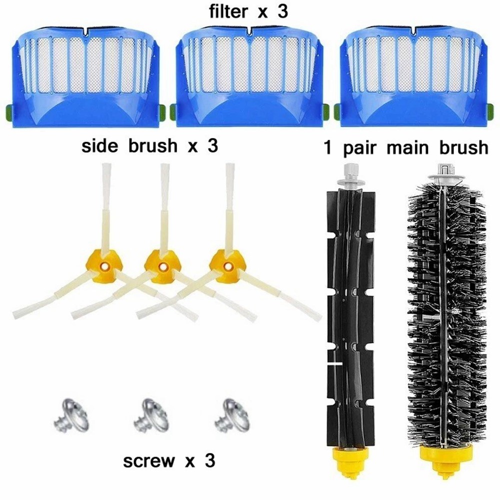 10Pcs Replacement Parts Kit for iRobot Roomba 610 / 620 / 630 / 650 / 660 Main Brush Side Brush Filter Set — product view 13