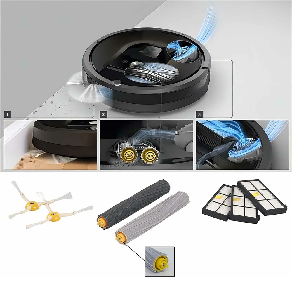 8Pcs Replacement Parts Kit for iRobot Roomba 800 / 870 / 880 / 960 / 980 Main Brush Side Brush Filter Set — product view 3