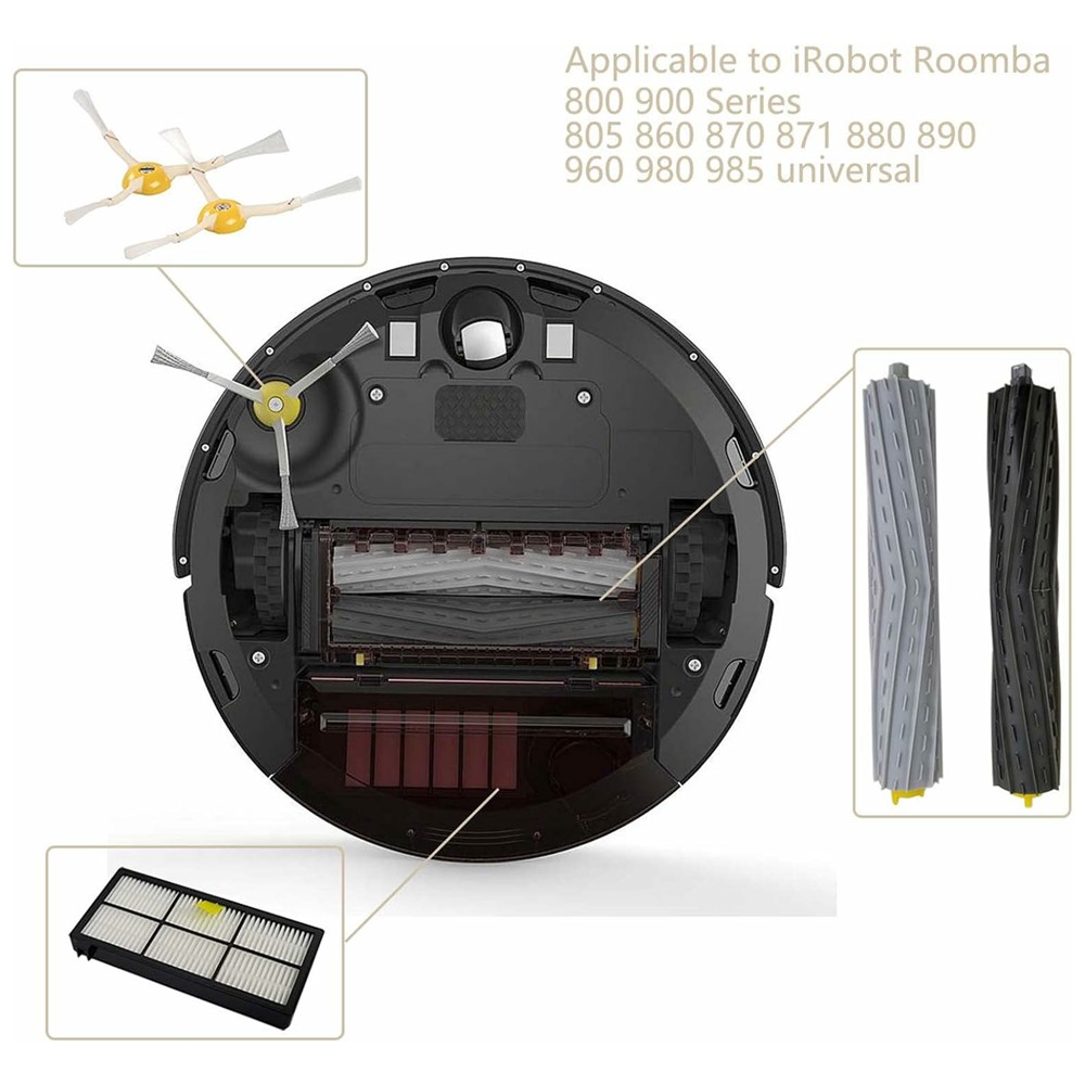8Pcs Replacement Parts Kit for iRobot Roomba 800 / 870 / 880 / 960 / 980 Main Brush Side Brush Filter Set — product view 6
