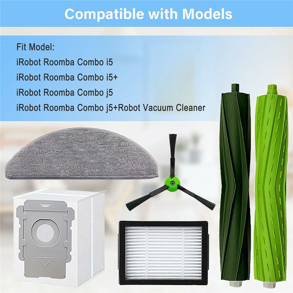 20Pcs Replacement Parts Set for iRobot Roomba Combo i5 / i5+ / j5 / j5+ Main Brush + Side Brush + Filter + Dust Bag + Mop Cloth — product view 4