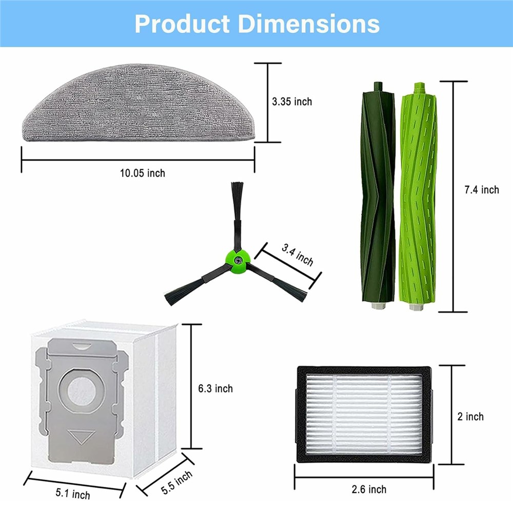 20Pcs Replacement Parts Set for iRobot Roomba Combo i5 / i5+ / j5 / j5+ Main Brush + Side Brush + Filter + Dust Bag + Mop Cloth — product view 11