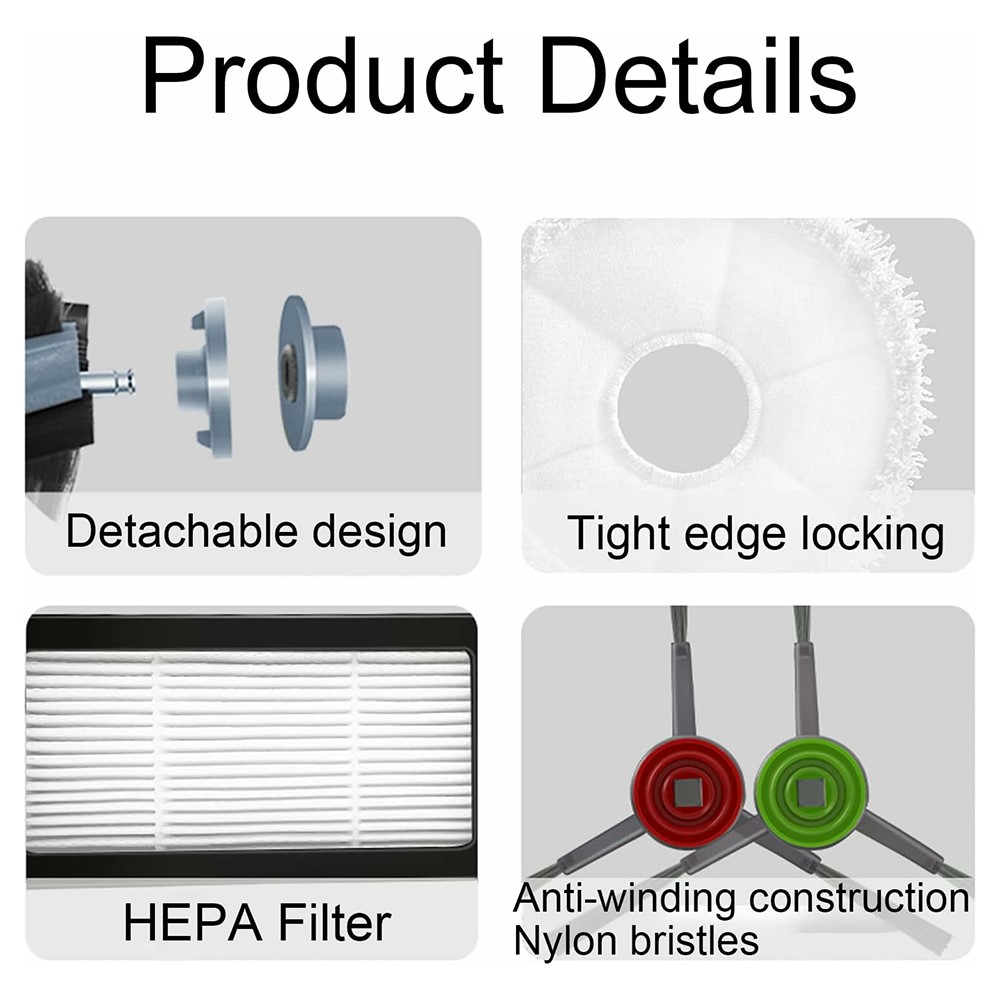 17Pcs / Set For Ecovacs DEEBOT X1 ONMI / X1 TURBO Main Brush Side Brush Filter Dust Bag Mop Cloth Vacuum Cleaner Accessories — product view 9