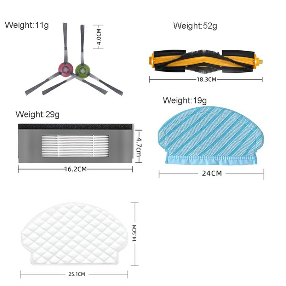 13Pcs Replacement Kit for Ecovacs DEEBOT OZMO 920 / 950 / T5 / T8 / T9 / N7 / N8 Main Brush Side Brush Mop Cloth Filter Set — product view 7