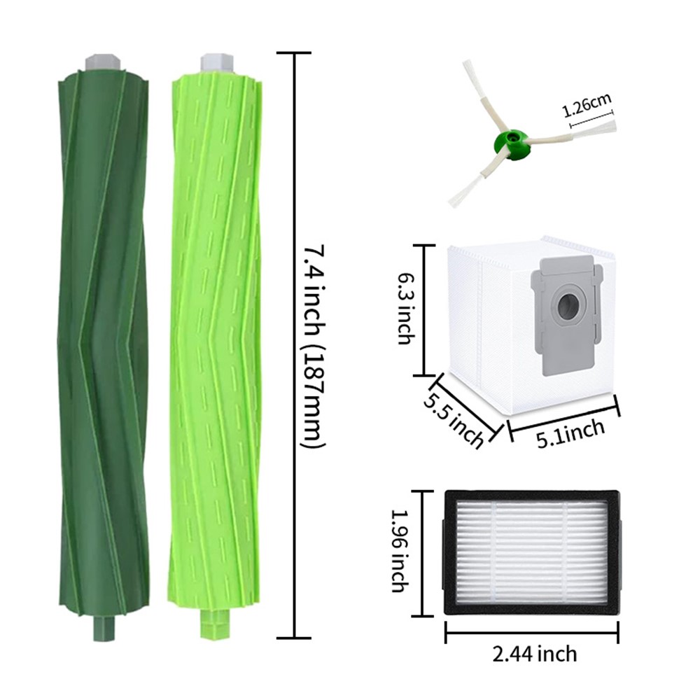 JUNSUNMAY 9Pcs For iRobot Roomba i3 / i4 / i6 / i7 / i8 / E5 / E6 Main Brush Side Brush Filter Vacuum Bag Set — product view 8