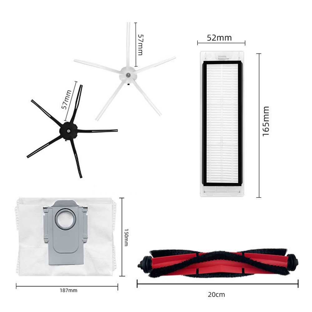 Cleaning Tool Kit Robot Vacuum Cleaner 2 Filters+4 Side Brushes+Roller Brush+2 Dust Bags for Roborock Q5 — product view 8
