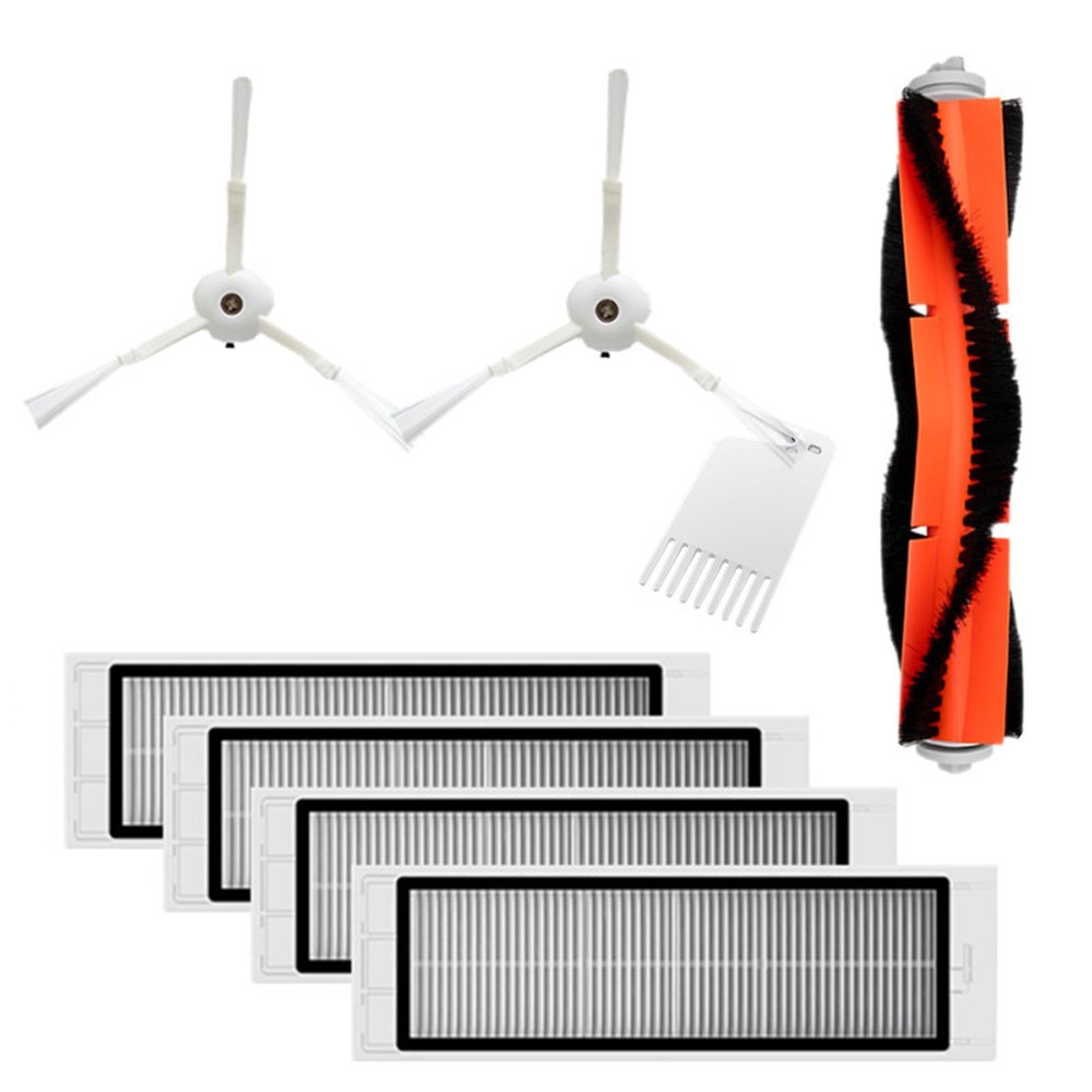 Dust Catcher Accessories Set with 2Pcs Side Brush 4Pcs HEPA Filter 1Pcs Main Brush 1Pcs Cleaning Tool Suitable for Vacuum Cleaner XIAOMI 1 XIAOMI 1S Roborock S Roborock T Series Xiaowa — product view 1